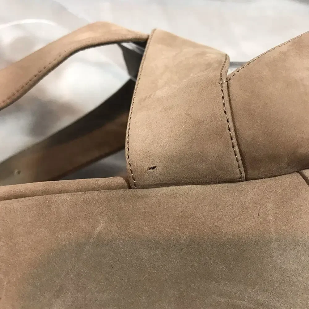 Delman ankle wrap wedges in taupe size 10 M